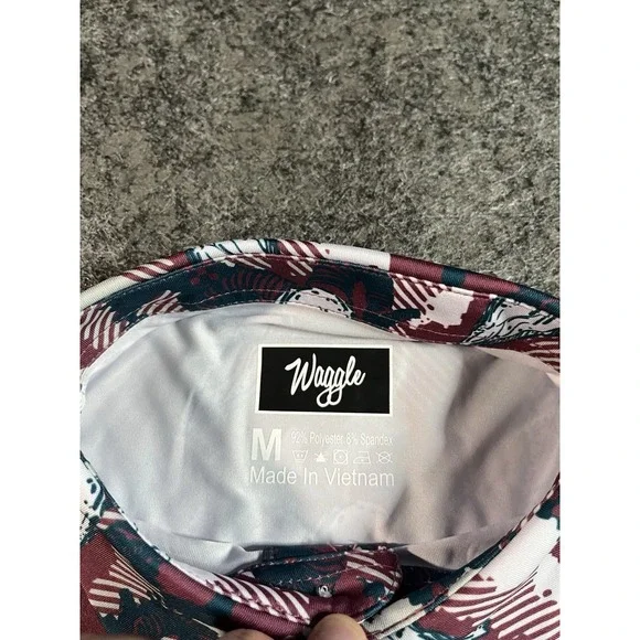 Waggle Golf Polo Shirt Mens Medium Performance Stretch Big Horn Print AOP - NWT - Picture 5 of 8